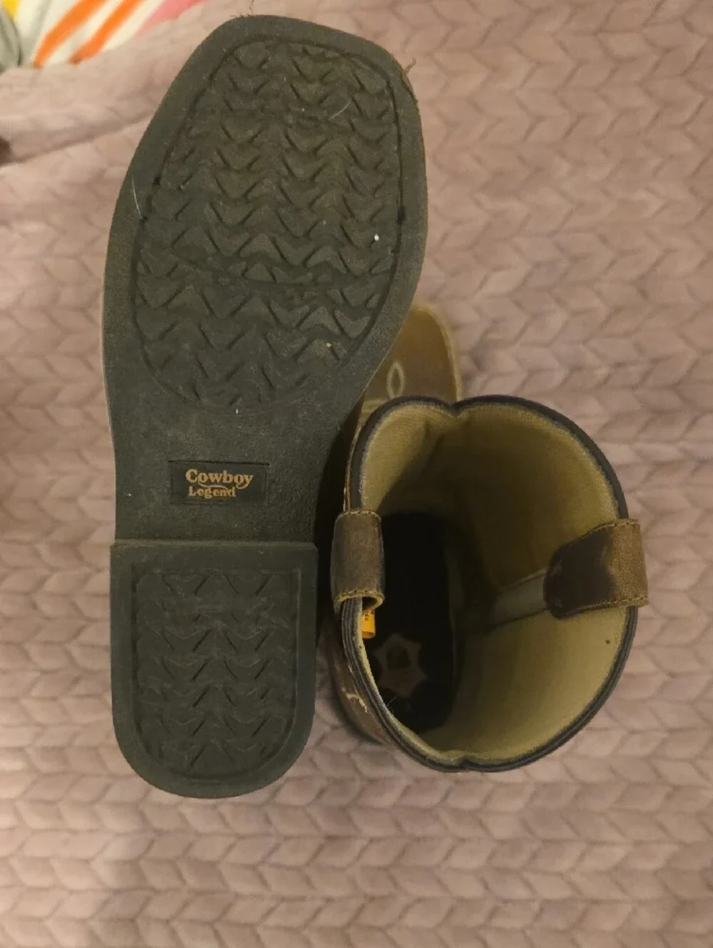 Kids Brown Western Stitch-Detail Cowboy Boots